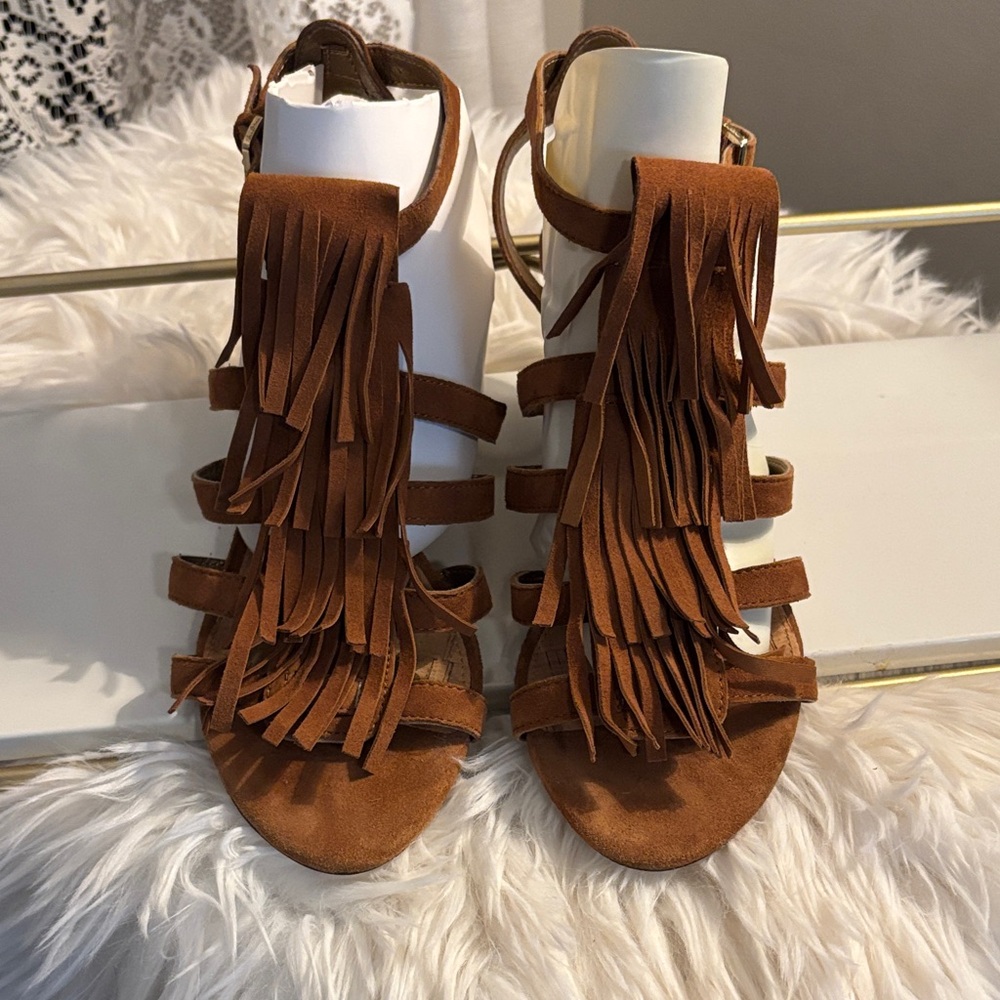 Sam Edelman Fringe Leather Wedges